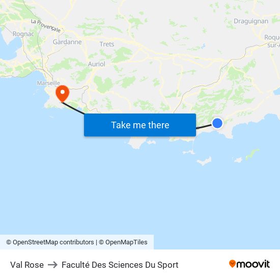 Val Rose to Faculté Des Sciences Du Sport map