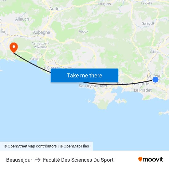 Beauséjour to Faculté Des Sciences Du Sport map