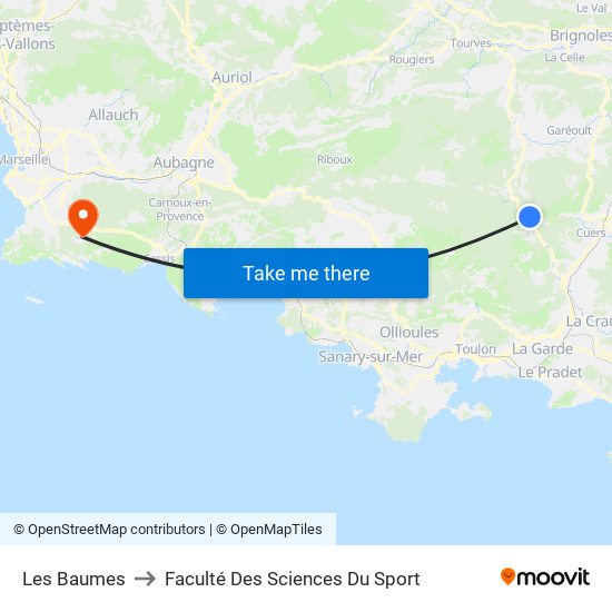 Les Baumes to Faculté Des Sciences Du Sport map