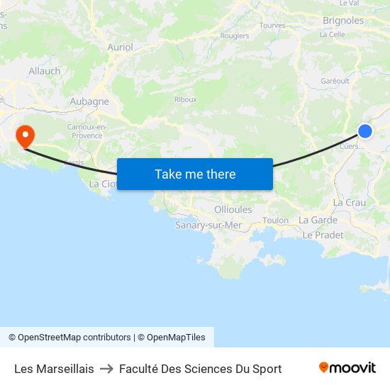 Les Marseillais to Faculté Des Sciences Du Sport map