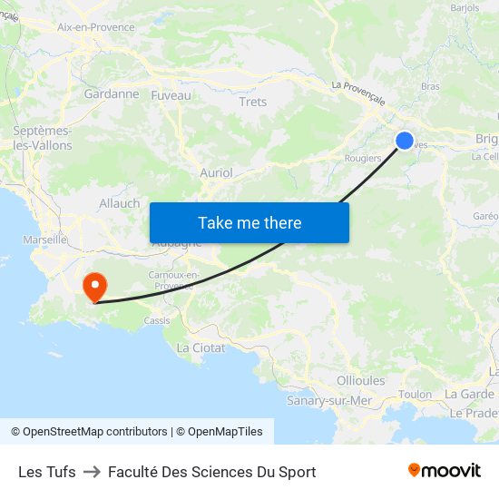 Les Tufs to Faculté Des Sciences Du Sport map