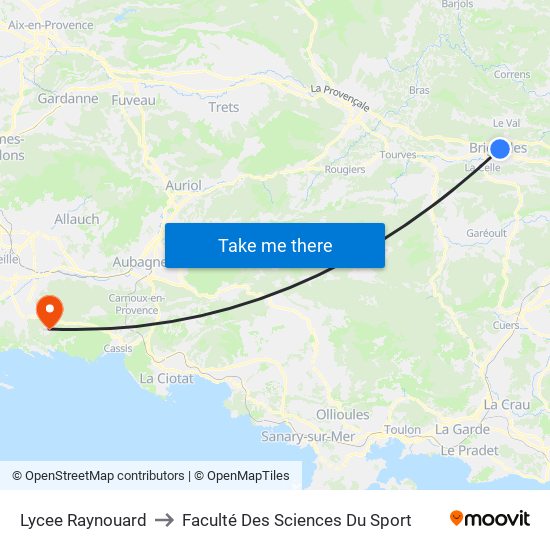 Lycee Raynouard (Parking) to Faculté Des Sciences Du Sport map