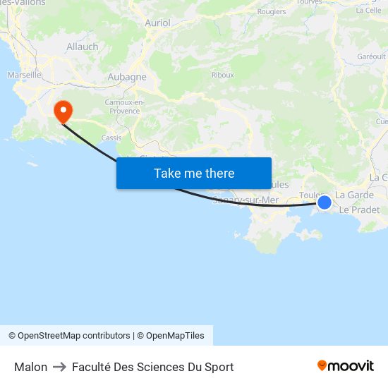 Malon to Faculté Des Sciences Du Sport map