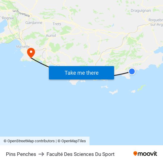 Pins Penches to Faculté Des Sciences Du Sport map