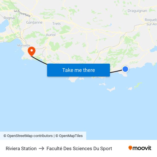 Riviera Station to Faculté Des Sciences Du Sport map