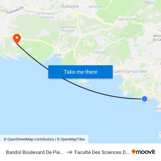 Bandol Boulevard De Pierreplane to Faculté Des Sciences Du Sport map