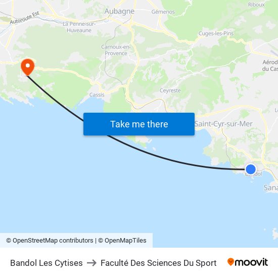 Bandol Les Cytises to Faculté Des Sciences Du Sport map