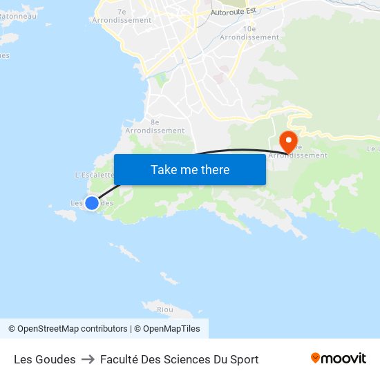 Les Goudes to Faculté Des Sciences Du Sport map