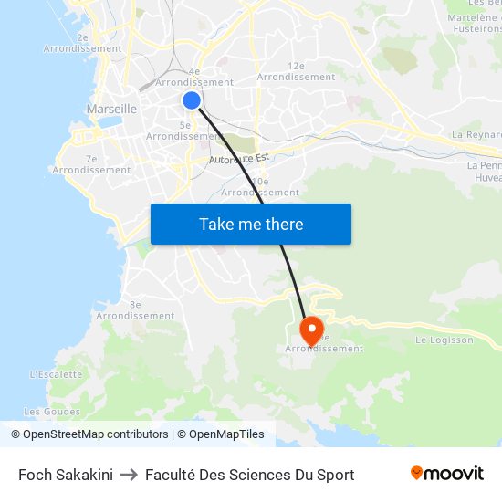 Foch Sakakini to Faculté Des Sciences Du Sport map