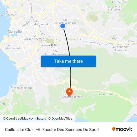 Caillols Le Clos to Faculté Des Sciences Du Sport map