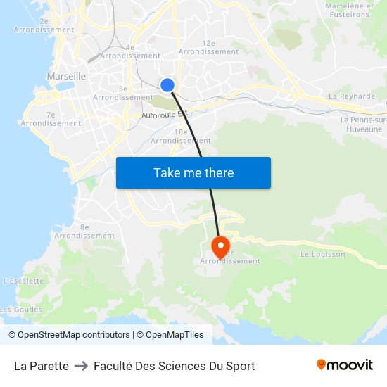 La Parette to Faculté Des Sciences Du Sport map