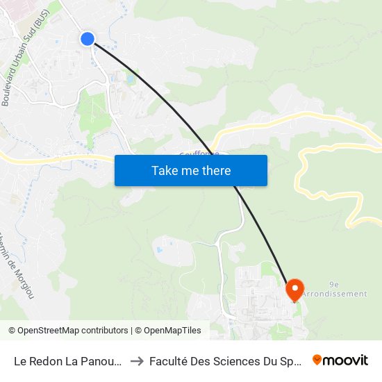 Le Redon La Panouse to Faculté Des Sciences Du Sport map