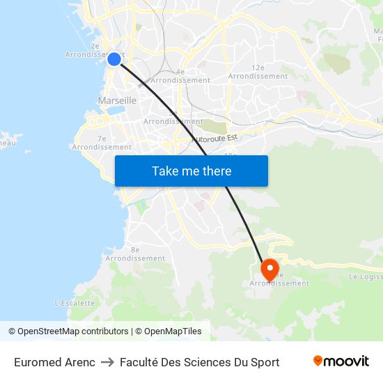 Euromed Arenc to Faculté Des Sciences Du Sport map