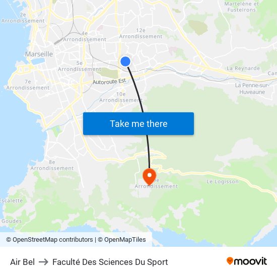 Air Bel to Faculté Des Sciences Du Sport map