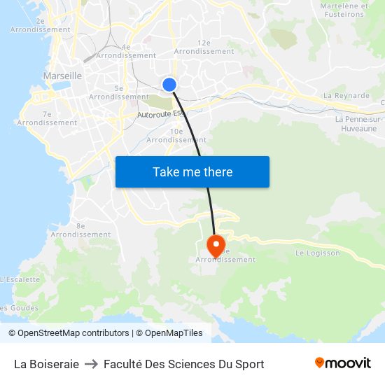 La Boiseraie to Faculté Des Sciences Du Sport map