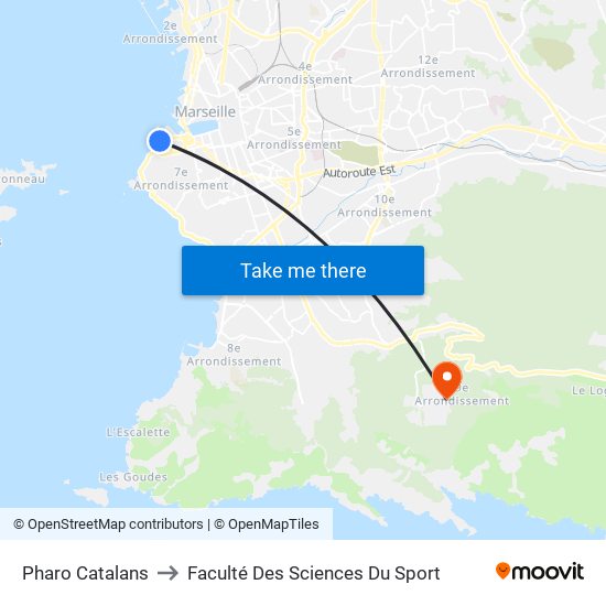 Pharo Catalans to Faculté Des Sciences Du Sport map