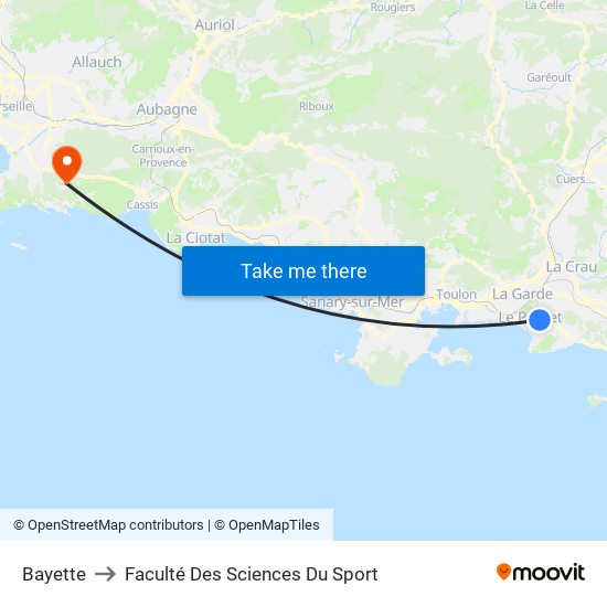 Bayette to Faculté Des Sciences Du Sport map