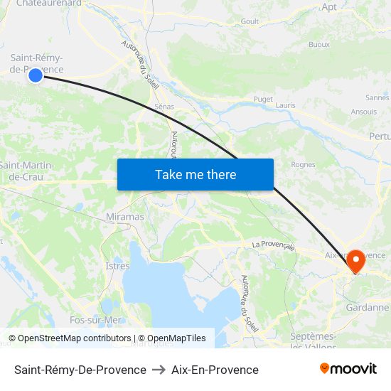 Saint-Rémy-De-Provence to Aix-En-Provence map