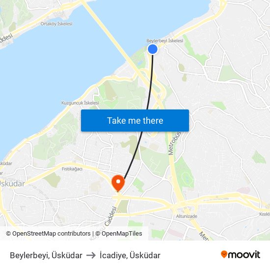 Beylerbeyi, Üsküdar to İcadiye, Üsküdar map