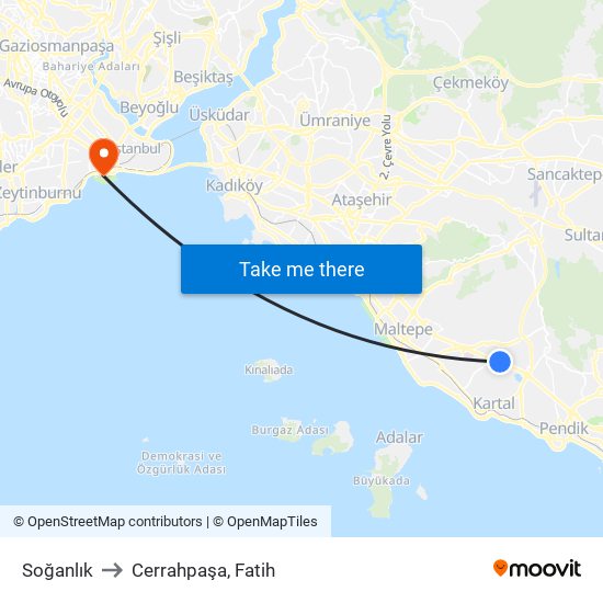 Soğanlık to Cerrahpaşa, Fatih map