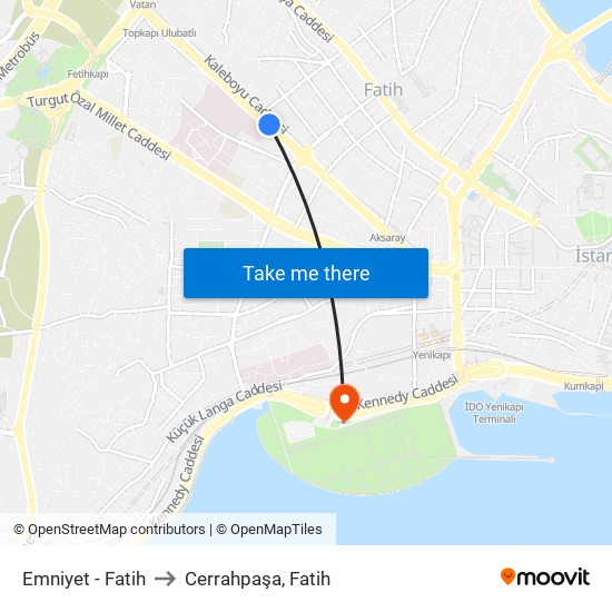 Emniyet - Fatih to Cerrahpaşa, Fatih map
