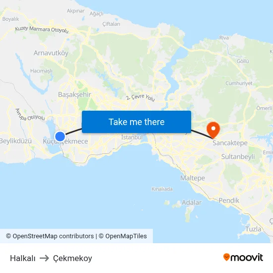 Halkalı to Çekmekoy map