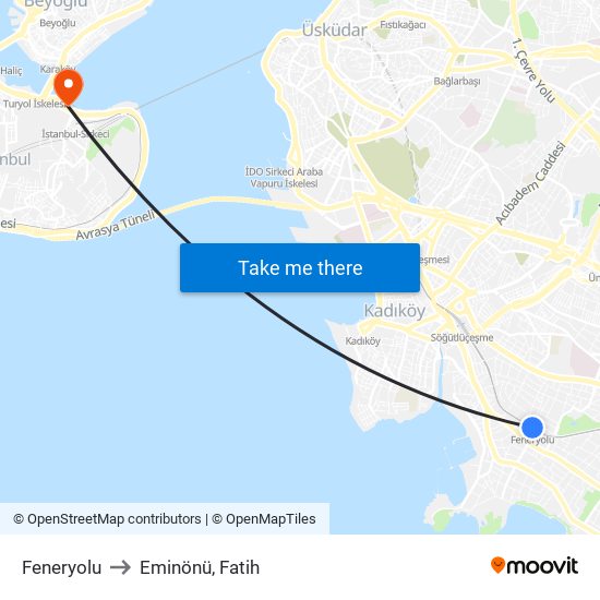 Feneryolu to Eminönü, Fatih map