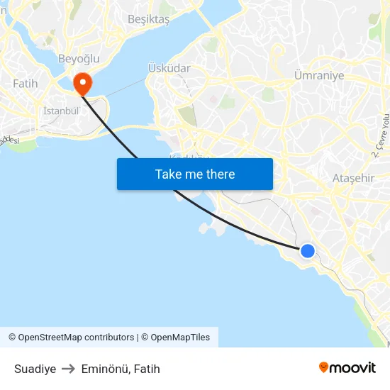 Suadiye to Eminönü, Fatih map