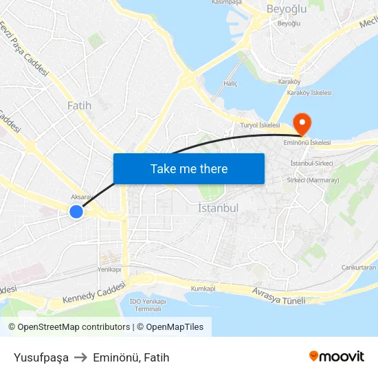 Yusufpaşa to Eminönü, Fatih map