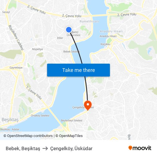 Bebek, Beşiktaş to Çengelköy, Üsküdar map