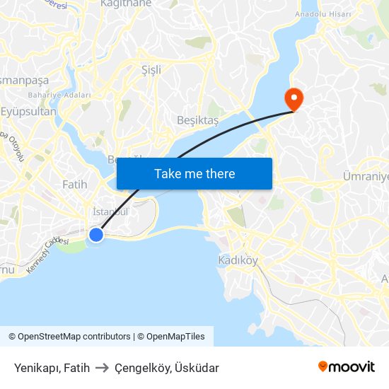 Yenikapı, Fatih to Çengelköy, Üsküdar map