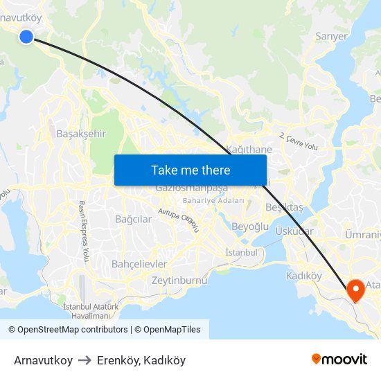 Arnavutkoy to Erenköy, Kadıköy map