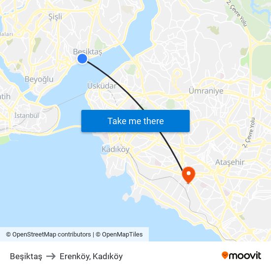 Beşiktaş to Erenköy, Kadıköy map