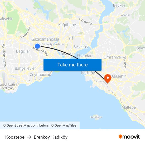 Kocatepe to Erenköy, Kadıköy map