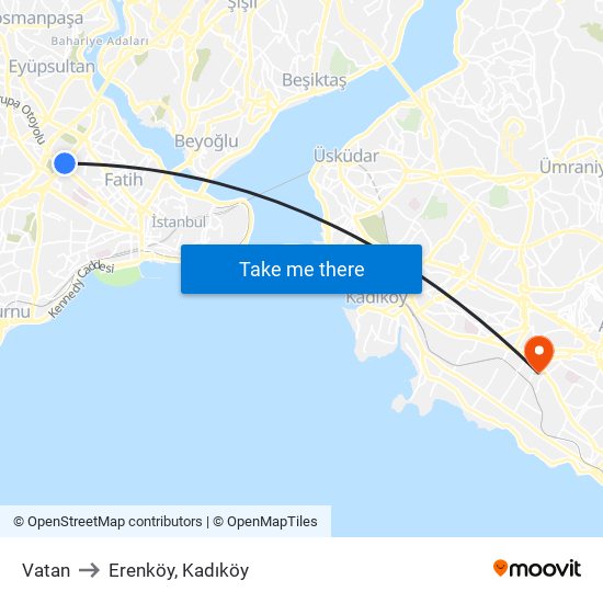 Vatan to Erenköy, Kadıköy map