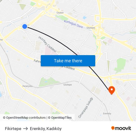 Fikirtepe to Erenköy, Kadıköy map