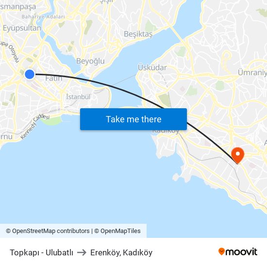 Topkapı - Ulubatlı to Erenköy, Kadıköy map