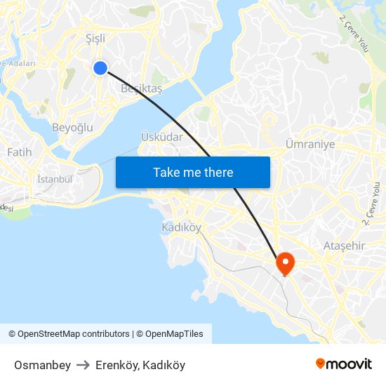Osmanbey to Erenköy, Kadıköy map