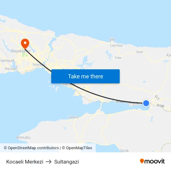 Kocaeli Merkezi to Sultangazi map