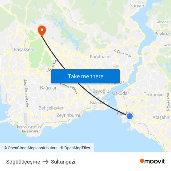 Söğütlüçeşme to Sultangazi map