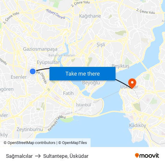 Sağmalcılar to Sultantepe, Üsküdar map