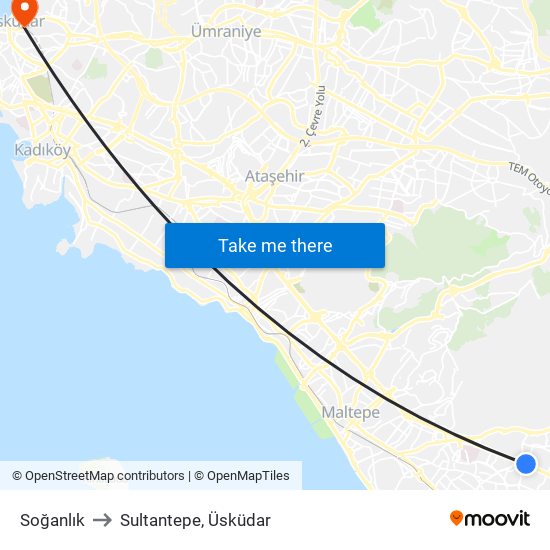 Soğanlık to Sultantepe, Üsküdar map