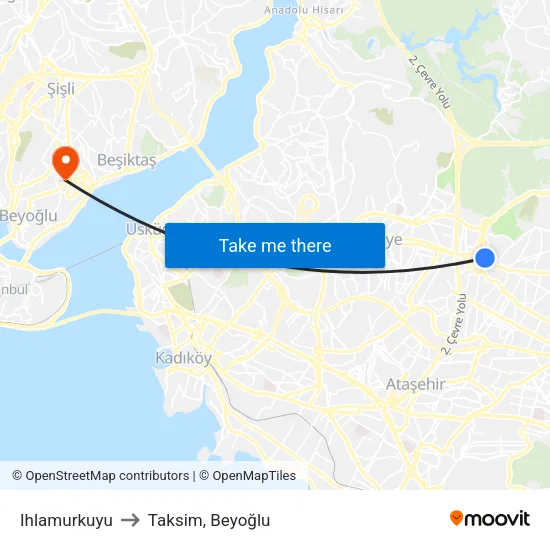 Ihlamurkuyu to Taksim, Beyoğlu map