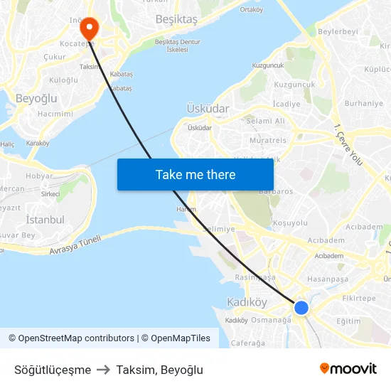 Söğütlüçeşme to Taksim, Beyoğlu map
