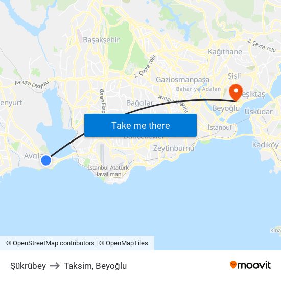 Şükrübey to Taksim, Beyoğlu map