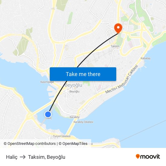Haliç to Taksim, Beyoğlu map