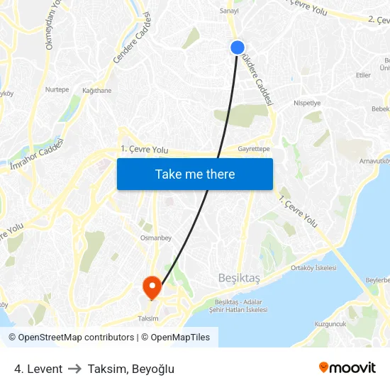 4. Levent to Taksim, Beyoğlu map