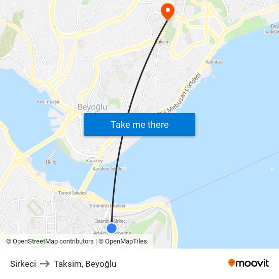 Sirkeci to Taksim, Beyoğlu map