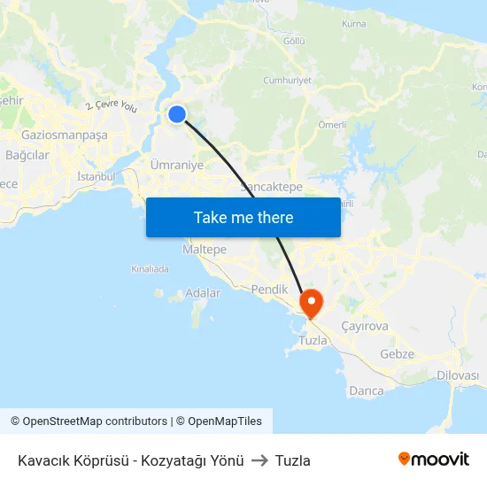 Kavacık Köprüsü - Kozyatağı Yönü to Tuzla map