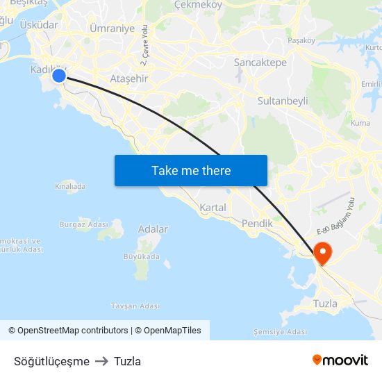 Söğütlüçeşme to Tuzla map